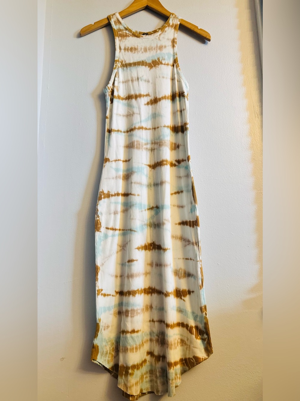 YFB Young Fabulous Broke Ribbed Tie Dye Maxi Dress M Shibori Boho Revolve EUC - Picture 2 of 9